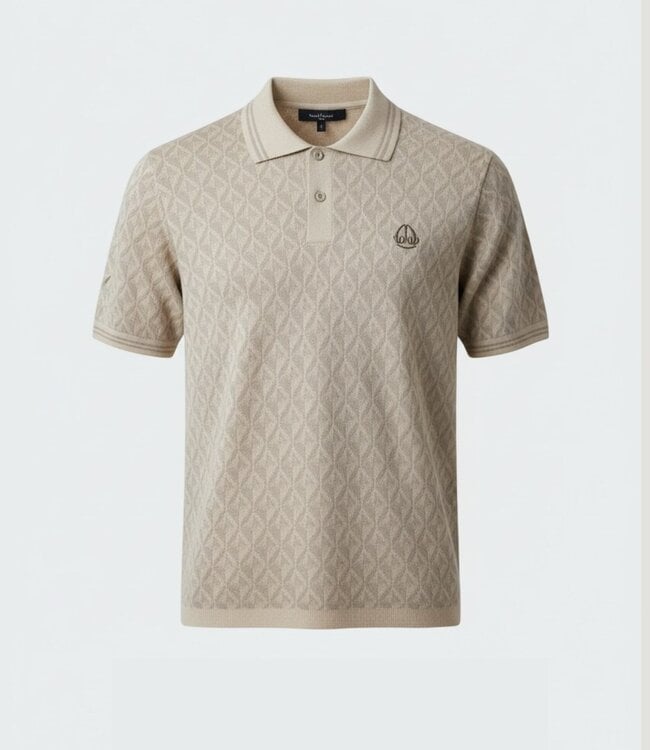 Moose knuckles Apex Knit Polo Mono Alabaster