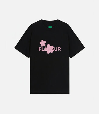 Flaneur Organic Flower Tee Black pink