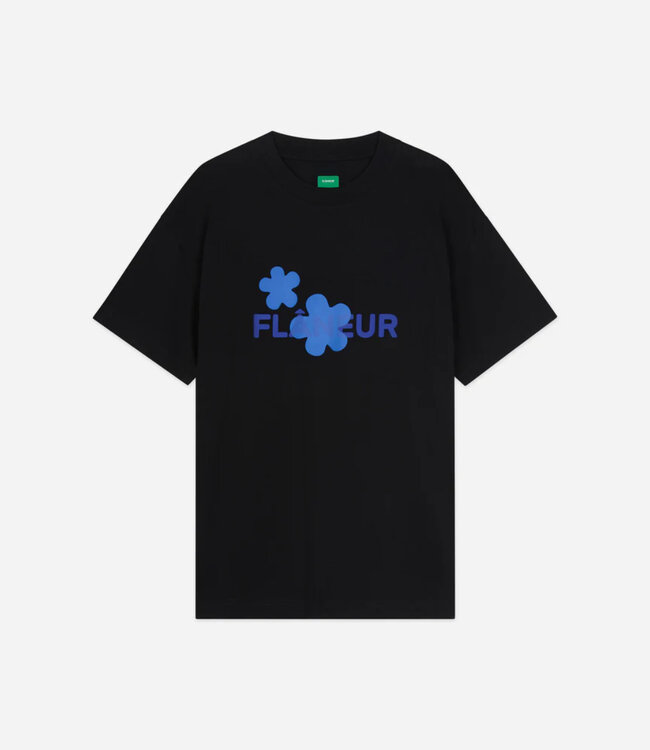 Flaneur Organic Flower Tee Black blue