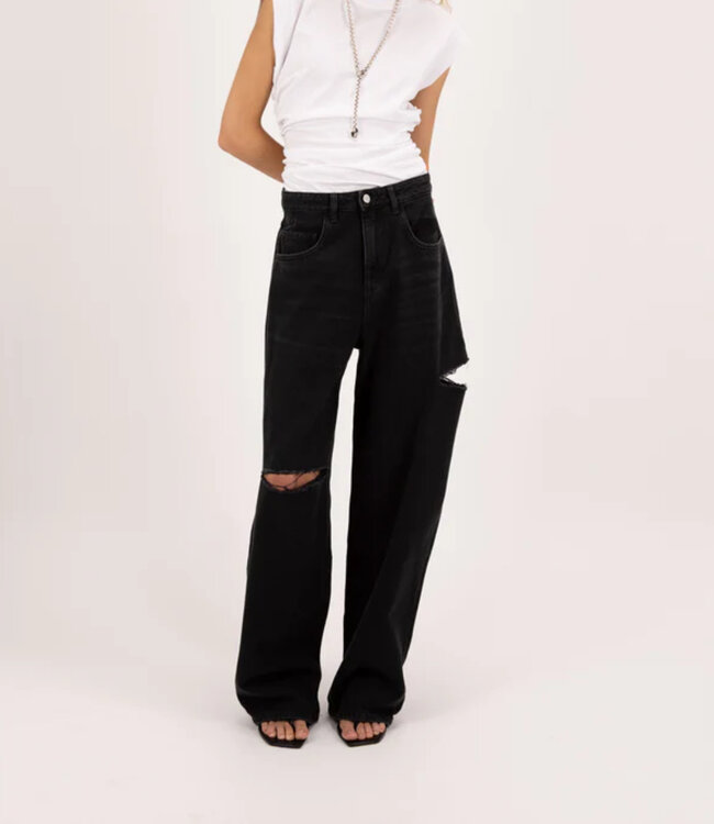 Icon Denim LA Wide leg Jeans POPPY -Graphite black