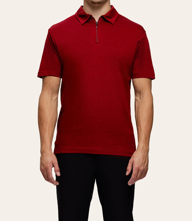 TriaD'oro Polo Zip Short Sleeves Bordeaux