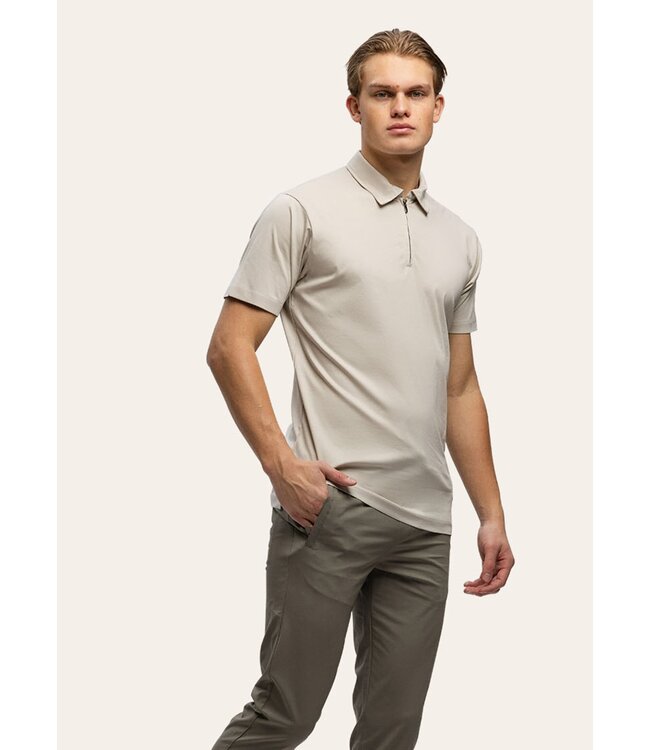 TriaD'oro Polo Zip Short Sleeves  Beige