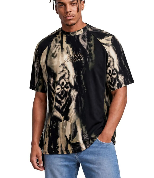 Carlo colucci Signature T-Shirt – liquid stitches Black beige