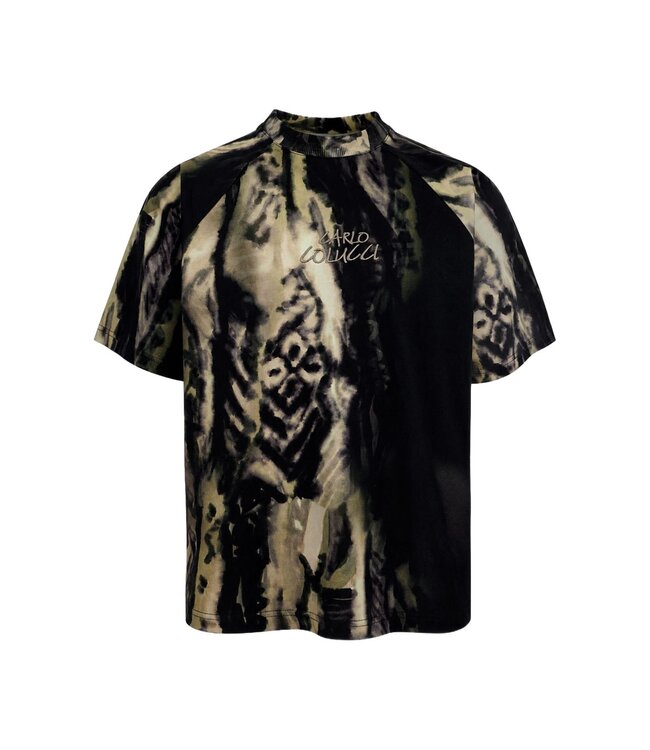 Carlo colucci Signature T-Shirt – liquid stitches Black beige