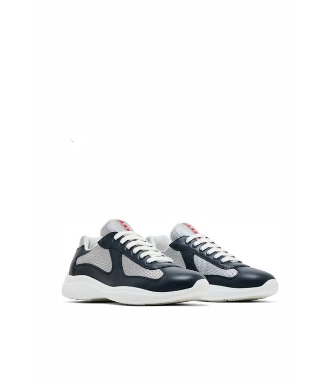 Prada Americas Cup Leather Sneakers-Blue silver