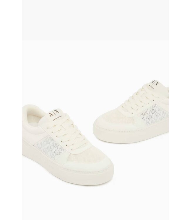 ARMANI EXCHANGE Wmn Low top Sneaker texture mesh White
