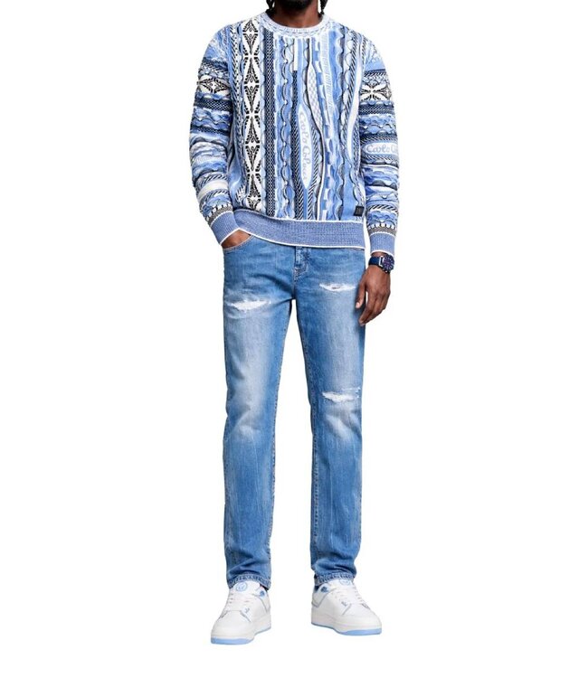 Carlo colucci Sweater Multi color-Blue white