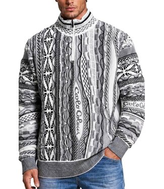 Carlo colucci Sweater Half zip  Grey white