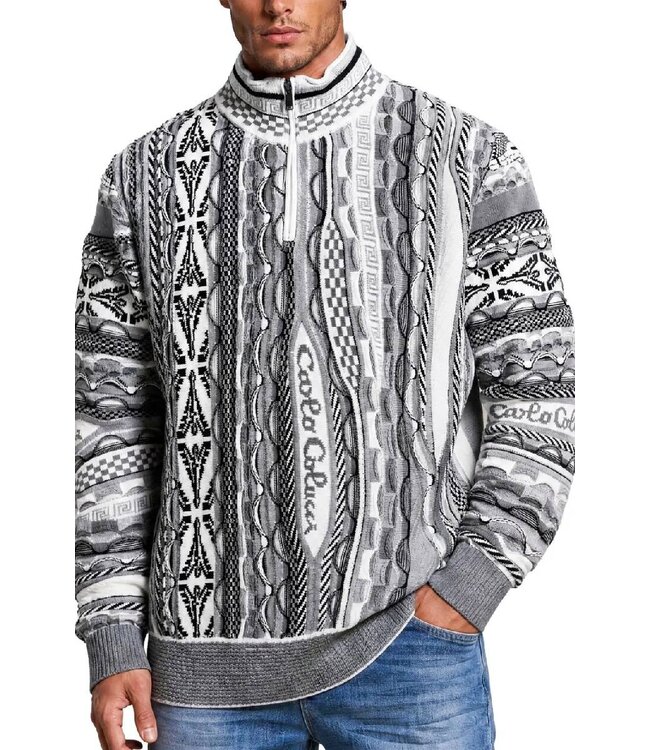 Carlo colucci Sweater Half zip  Grey white