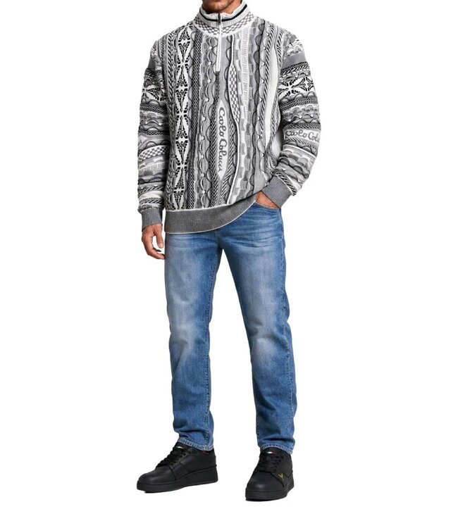 Carlo colucci Sweater Half zip  Grey white