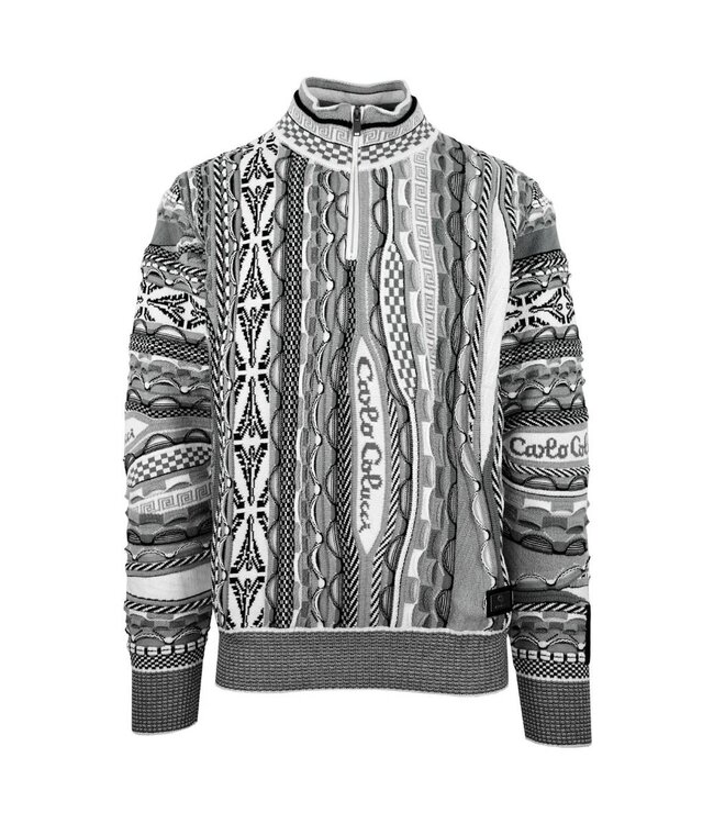 Carlo colucci Sweater Half zip  Grey white