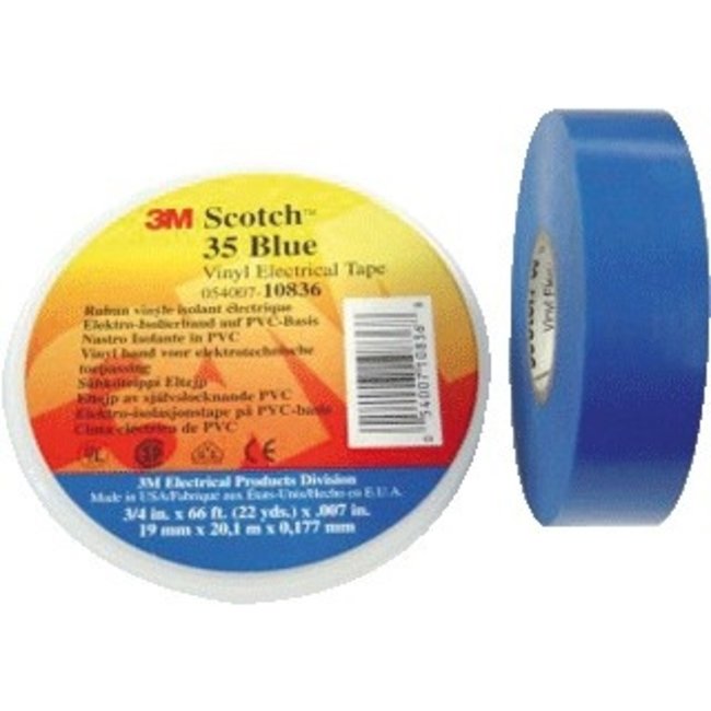 Scotch 3M Premium 35 Professionelle Isolierband 19mm x 20m Blau