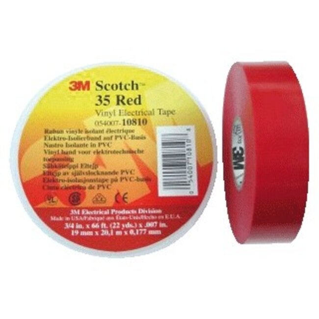 Scotch 3M Premium 35 Professionelle Isolierband 19mm x 20m Rot