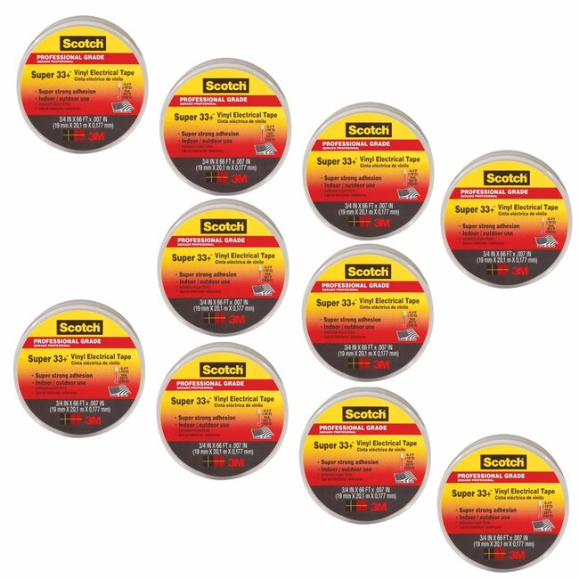 Scotch 3M Super 33+ Professional Isolatietape 19mm x 20m Zwart (10 Pack)