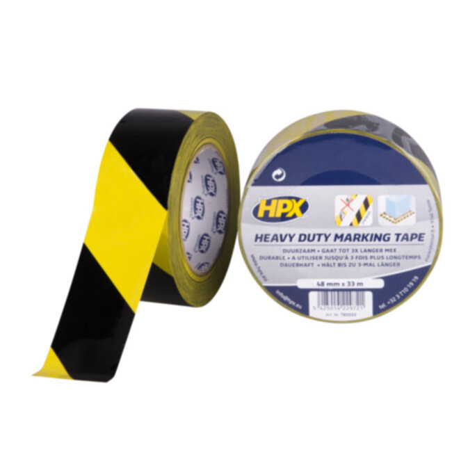 HPX Heavy Duty Marking Tape 48mm x 33m Zwart/Geel