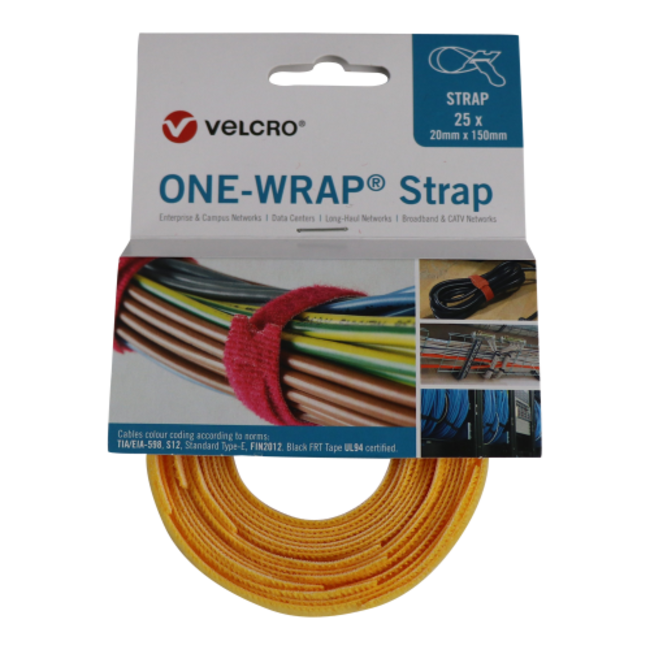 Liant de câble velcro Velcro® One-Wrap® 20mm x 150mm jaune