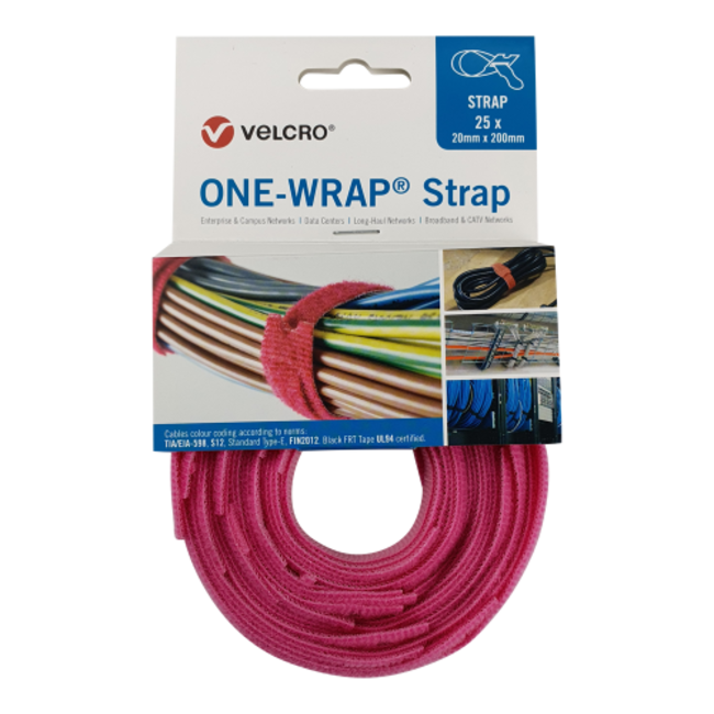 Liant de câble velcro Velcro® One-Wrap® 20mm x 150mm rose