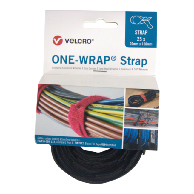 Liant de câble velcro Velcro® one-Wrap® 20mm x 200mm noir