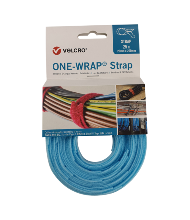 Velcro® ONE-WRAP® klittenband kabelbinder 20mm x 200mm Licht Blauw