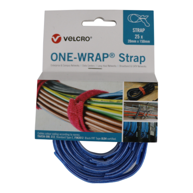 ONE Velcro®-Wrap® Klettkabelbinder 20mm x 330mm Blau