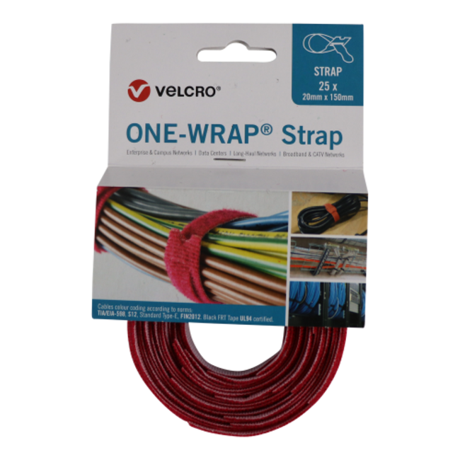Liant de câble velcro Velcro® One-Wrap® 20mm x 330mm rouge