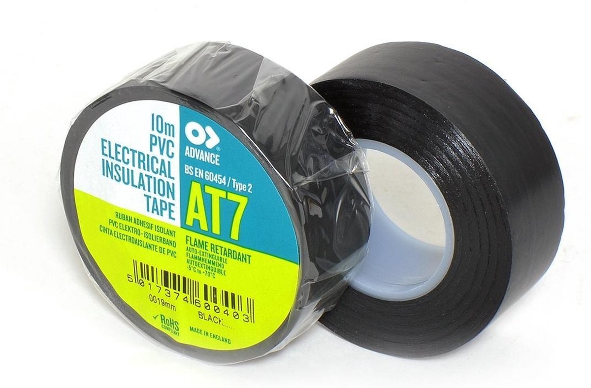 Verbonden Iets Normalisatie Advance AT7 PVC tape 19mm x 10m Zwart - Tape-Deal.com