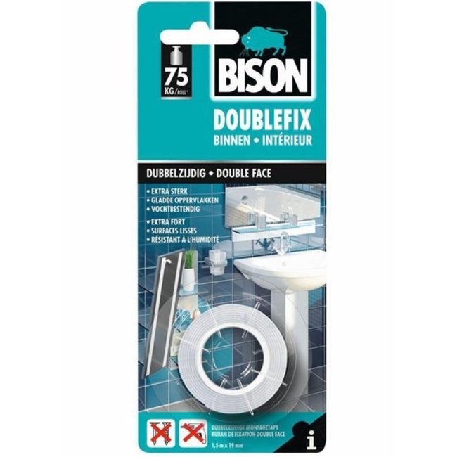 Bison Doublefix dubbelzijdige tape 19mm x 1,5 meter