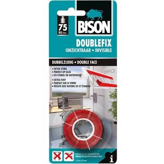 Bison Bison DoubleFix Ruban double face de 19mm x 1,5 m invisible