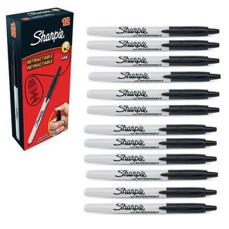 Sharpie Sharpie Retractable Fine permanent marker 1mm Zwart  ( Doos 12 stuks )