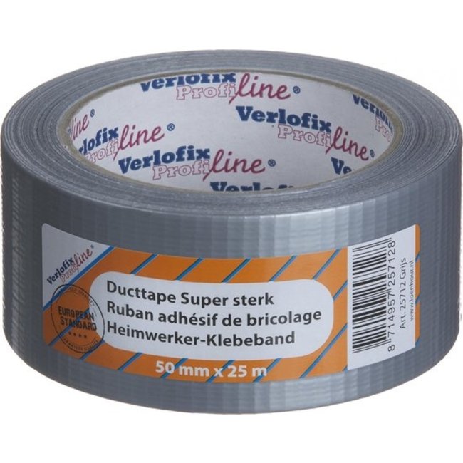 Verlofix Profiline Ducttape 50mm x 25m Grijs