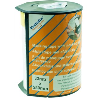 Verlofix Verlofix maskeertape met folie 550mm x 33m met dispenser
