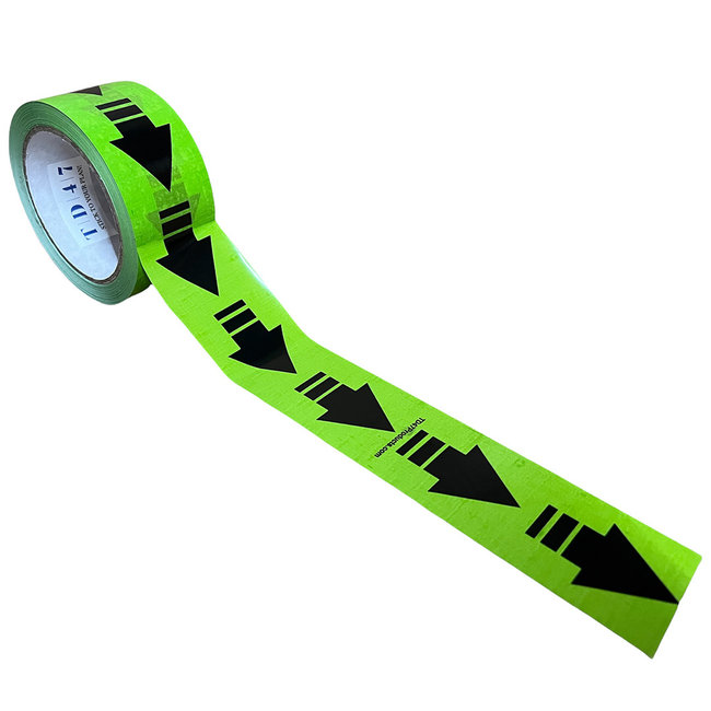 TD47 Verpakkingstape PP low noise 50mm x 66m Groen met pijlen