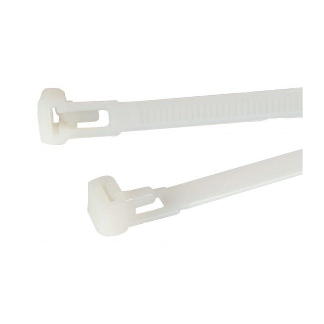TD47 Reclosable cable ties 7.6 x 100 mm White