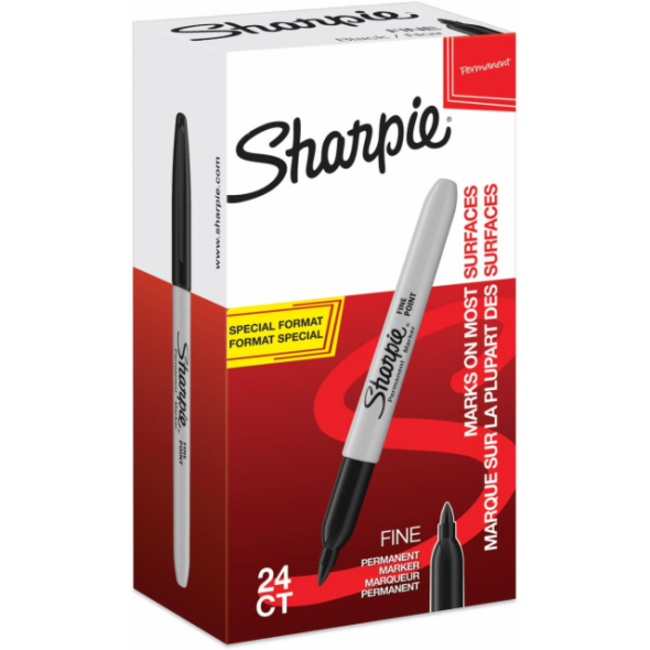 Marqueur permanent Sharpie Fine Point 1mm noir (boîte 24 pièces)