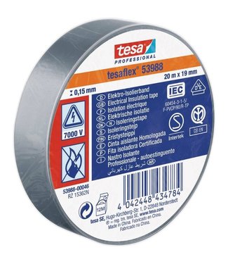 Tesa® Tesa Professional Tesaflex® 53988 PVC tape 19mm x 20m Grijs