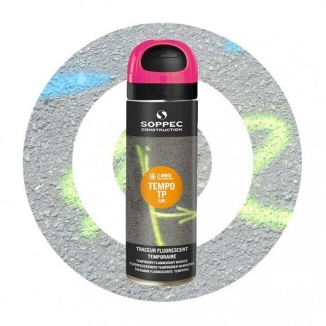 SOPPEC Tempo TP Tijdelijke Markeer Spray 500ml - Fluor Roze