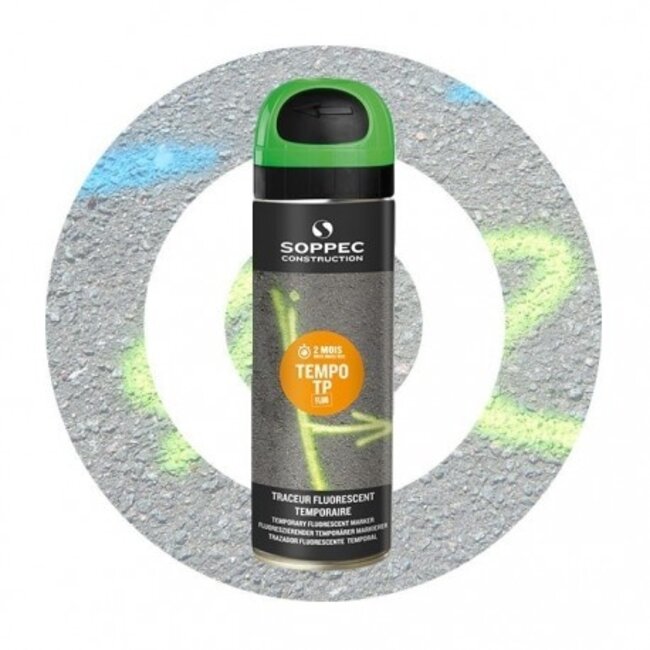 SOPPEC Tempo TP Tijdelijke Markeer Spray 500ml - Fluor Groen