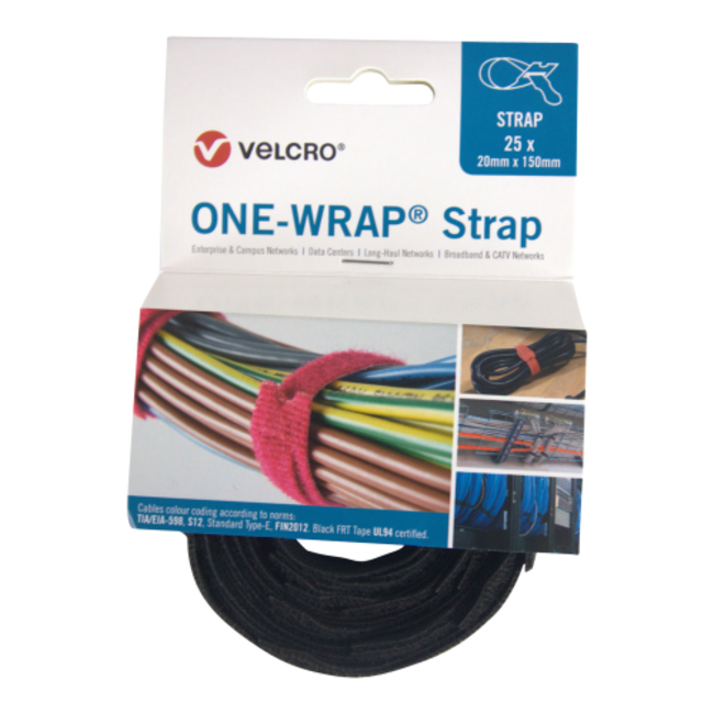 Velcro® ONE-WRAP® klittenband kabelbinder 20mm x 330mm Zwart (FRT)