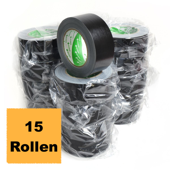 Nichiban Gaffa Tape 50mm x 25m noir - 15 rouleaux