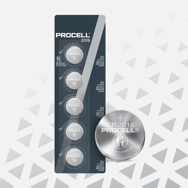 Procell Knopfzelle Lithium CR2016 Batterie 3V (5 Stk.)