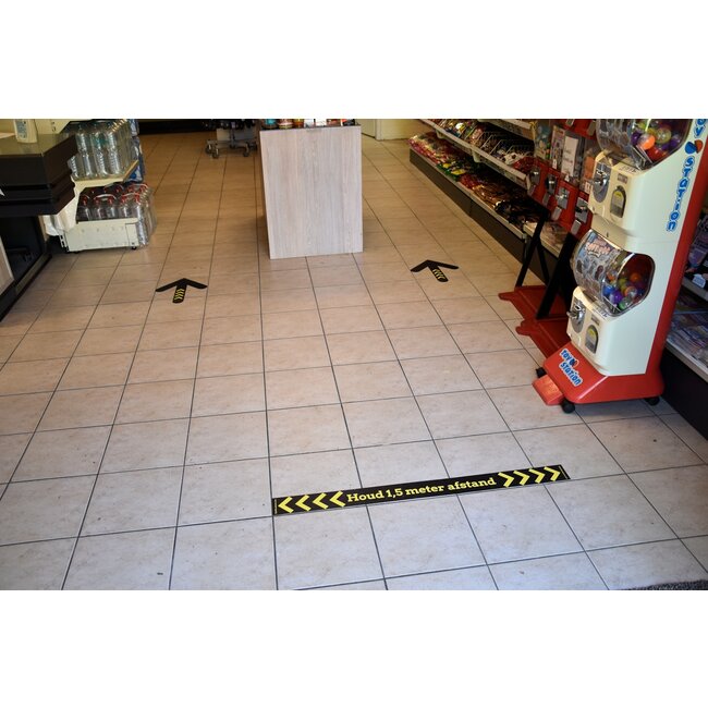 TD47 Vloersticker Magazijn Route Pijl 30cm Geel/Zwart