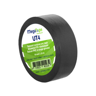 MegaTape MegaTape UT4 PVC Klebeband 19mm x 20m Schwarz