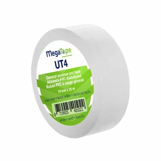 MegaTape MegaTape UT4 PVC Klebeband 19mm x 20m Weiss