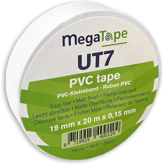 MegaTape UT7 PVC Tape 19mm x 20m White