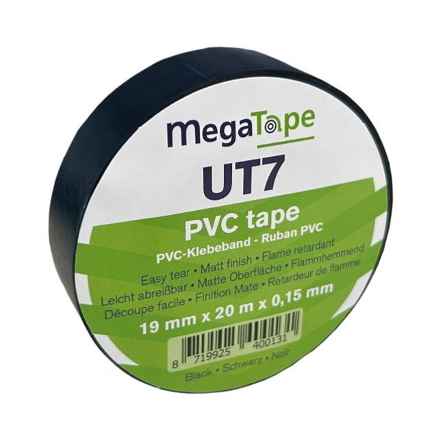 MegaTape UT7 PVC Ruban 19mm x 20m Noir