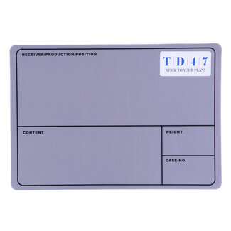 TD47 Products® TD47 Étiquette de la première filière 210mm x 145mm gris