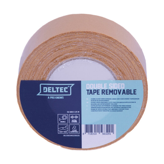 Deltec Dubbelzijdig linnen expotape 50mm x 25m