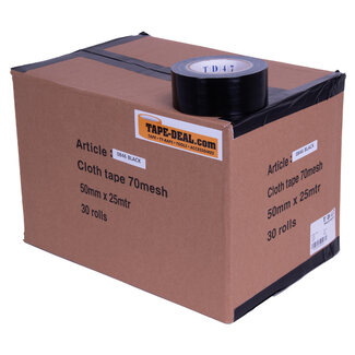 TD47 Products® TD47 Gaffa Tape 50mm x 25m Black - Box of 30 Rolls