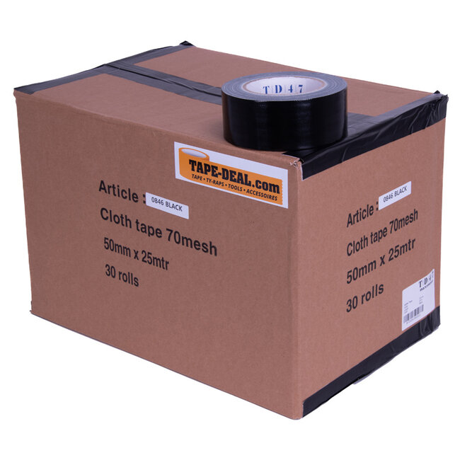 TD47 Gaffa Tape 50mm x 25m Black - Box of 30 Rolls