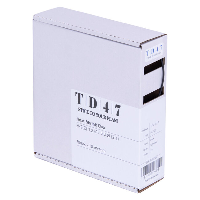TD47 Boîte de Gaines Thermorétractables H-2(Z) 1.2Ø / 0.6Ø 10m - Noir